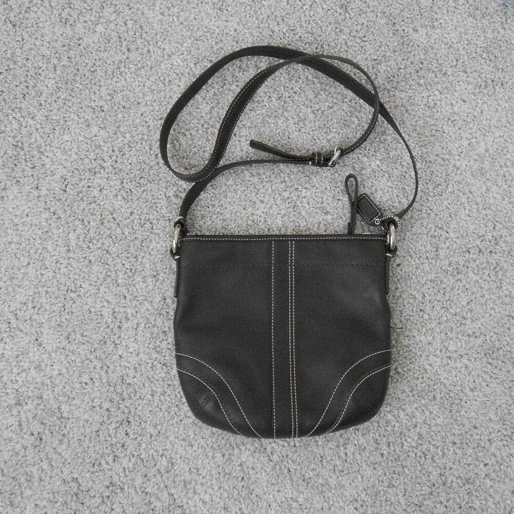 Coach Black Crossbody Bag with White Stitching